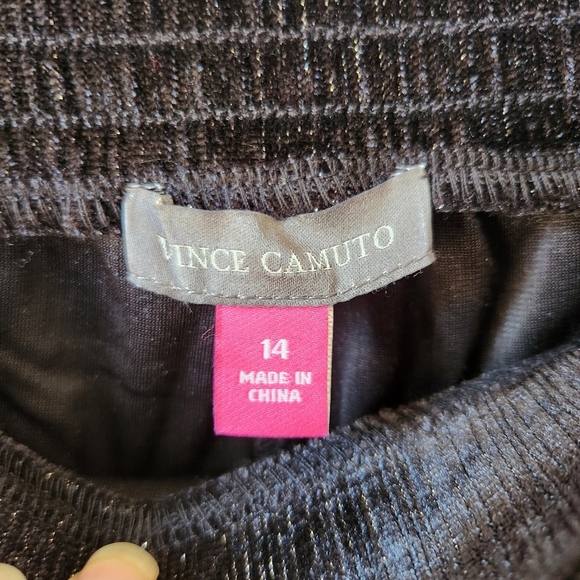 Vince Camuto Black Silver Metallic Pin Striped Wide Leg Straight Pants Size 14 - Picture 8 of 9